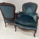 Pair of Louis XV style armchairs in natural wood, 20th century.