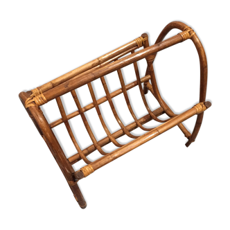 Rattan magazine rack 60s