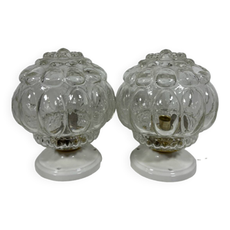 [Set of 2] Bubbled glass wall lights - Vintage design - 70s - Helena Tynell