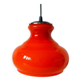 Orange opaline pendant light with metal arch, Design, 1970