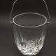 Vintage French Heavy Cut Glass Ice Bucket Silver Metal Carry Handle 4504