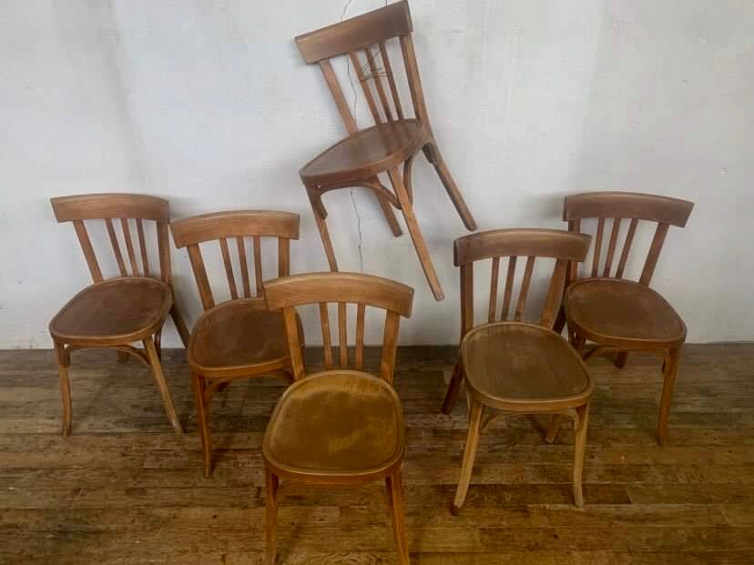 Series of 6 old chairs bistrot bar vintage restaurant BAUMANN