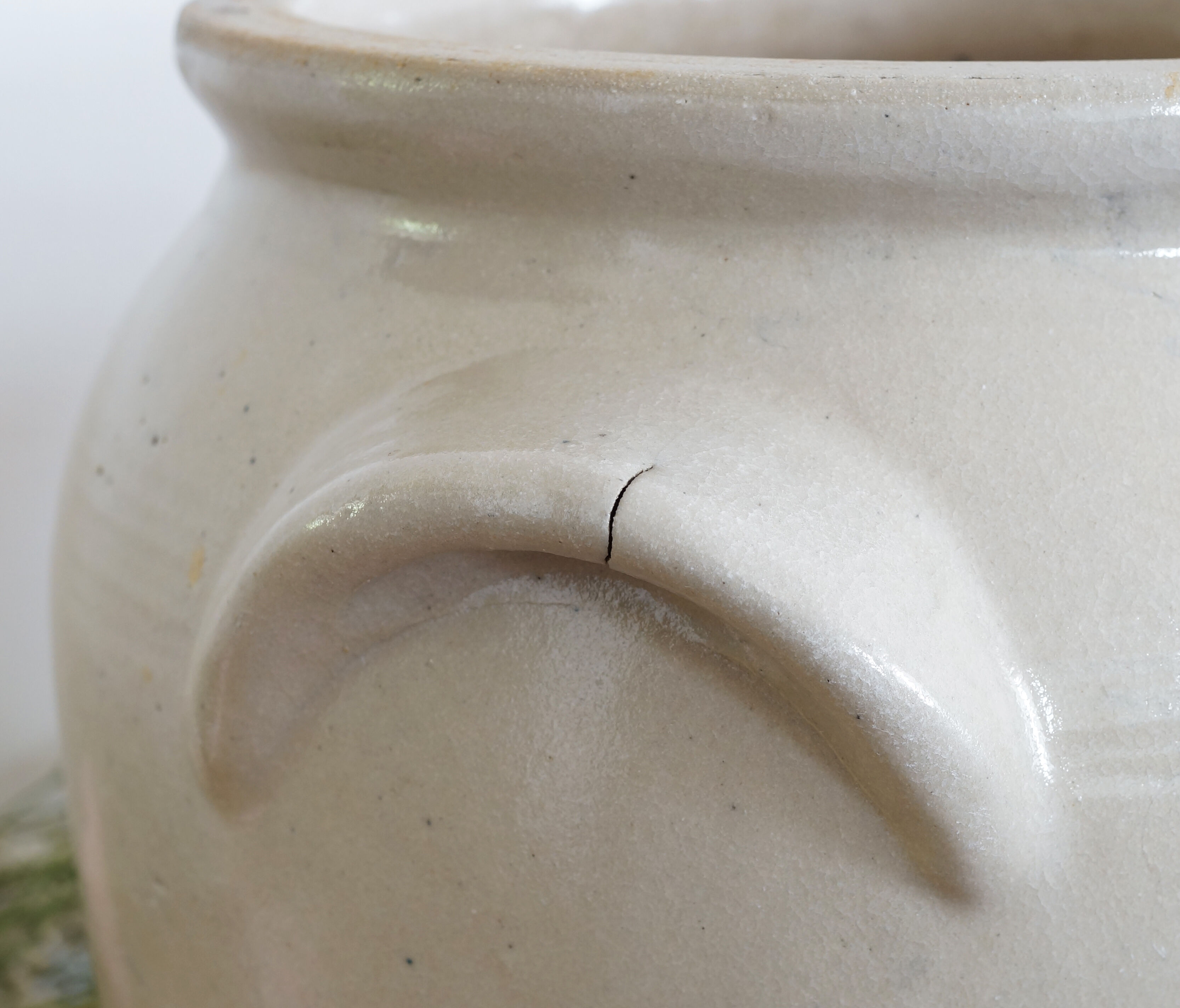 Large old stoneware confit pot
