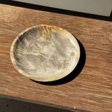 Petrified wood catchall, circular dish or plate in light beige D25 -3