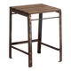 Tabouret industriel ancien en bois de pin et fer – Europe centrale, vers 1950