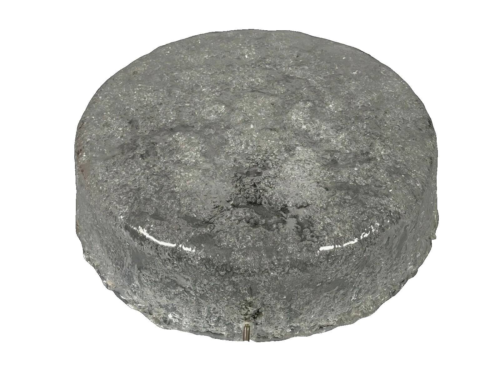 1960s 1970s Ceiling Light Flush Mount Ice Glass from Hillebrand Germany