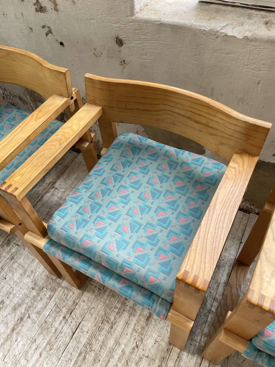 Set of 6 oak chairs with armrests Ate Van Apeldoorn