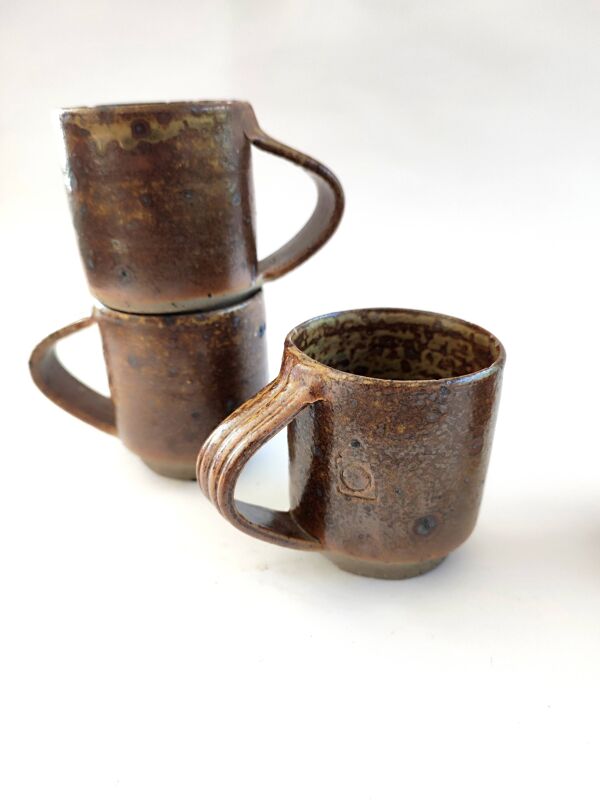Lot de 4 tasses à café en grès de Puisaye