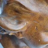 Bust of a laughing child in patinated plaster, 35 cm