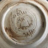 Small vintage plate from the La Colombe pottery, Vallauris artistic effect stoneware