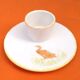 Egg cup, earthenware saucer