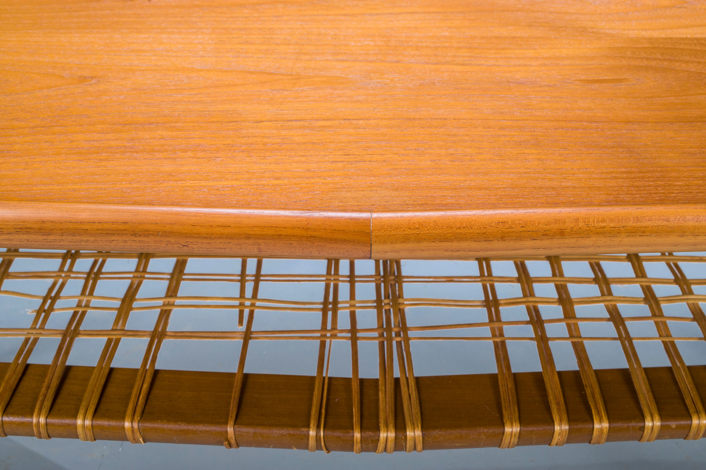 Mid-Century Coffee Table in Teak & Rattan