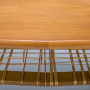 Table basse mid-century en teck et rotin