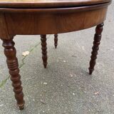 Round extendable dining table with drop leaf, 19th century console table