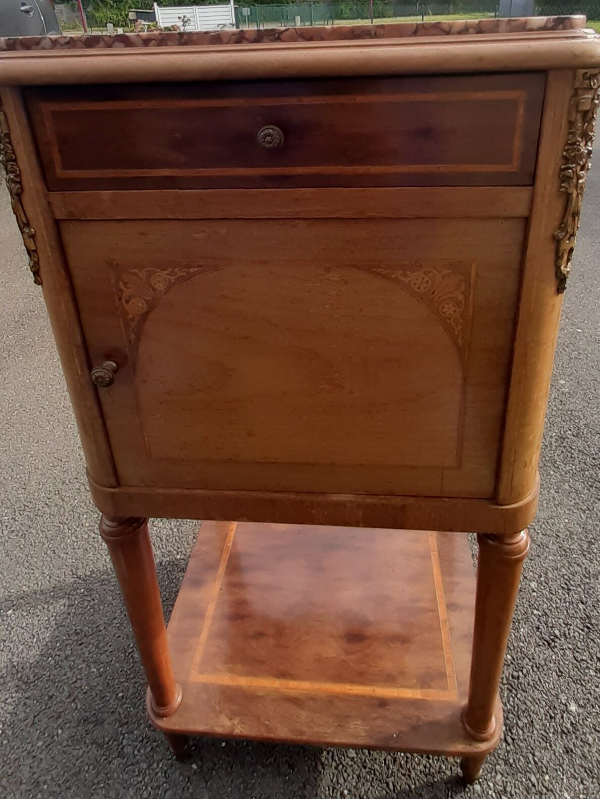Pink marble bedside table