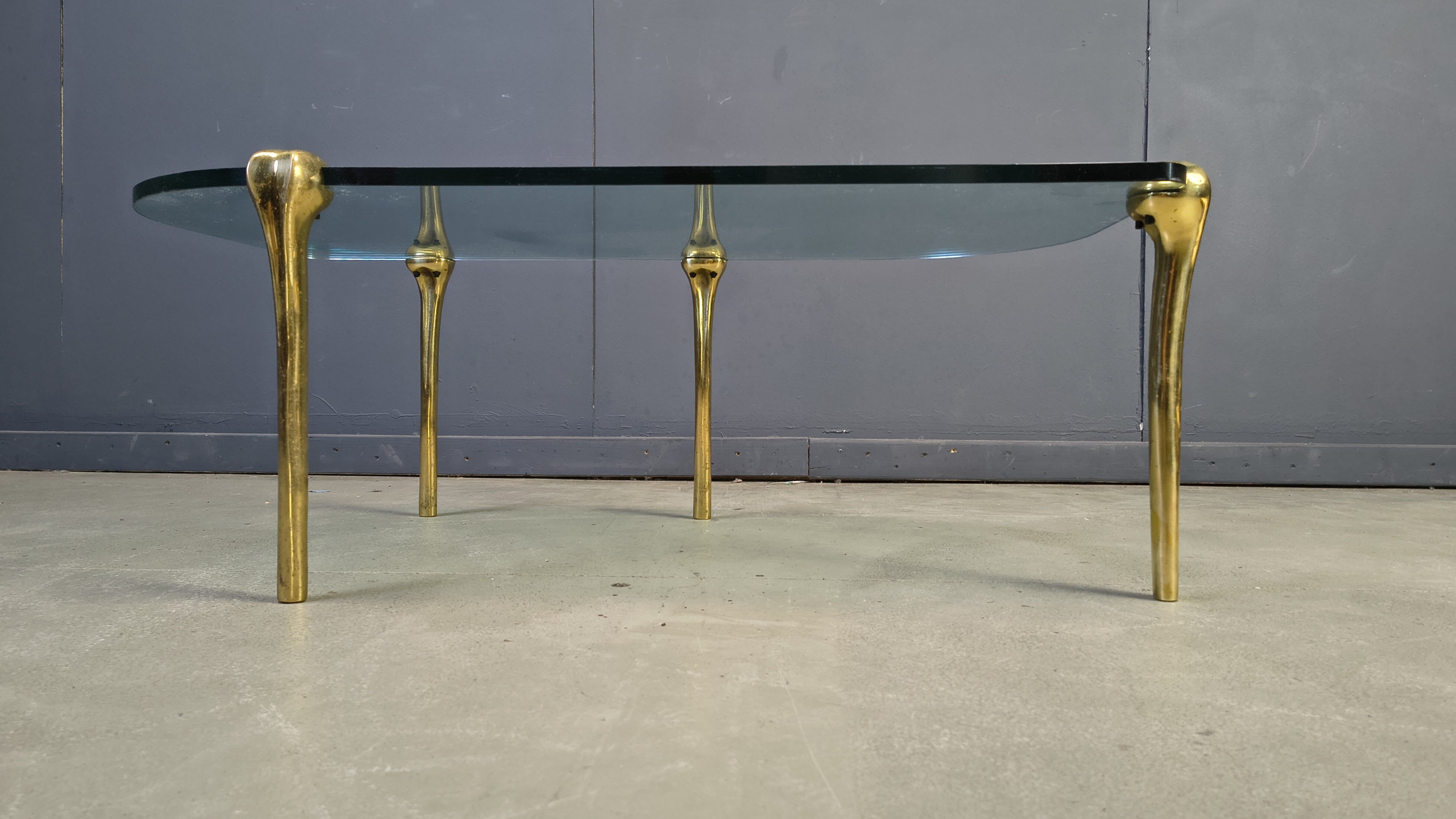 Brass and glass coffee table, 1970s