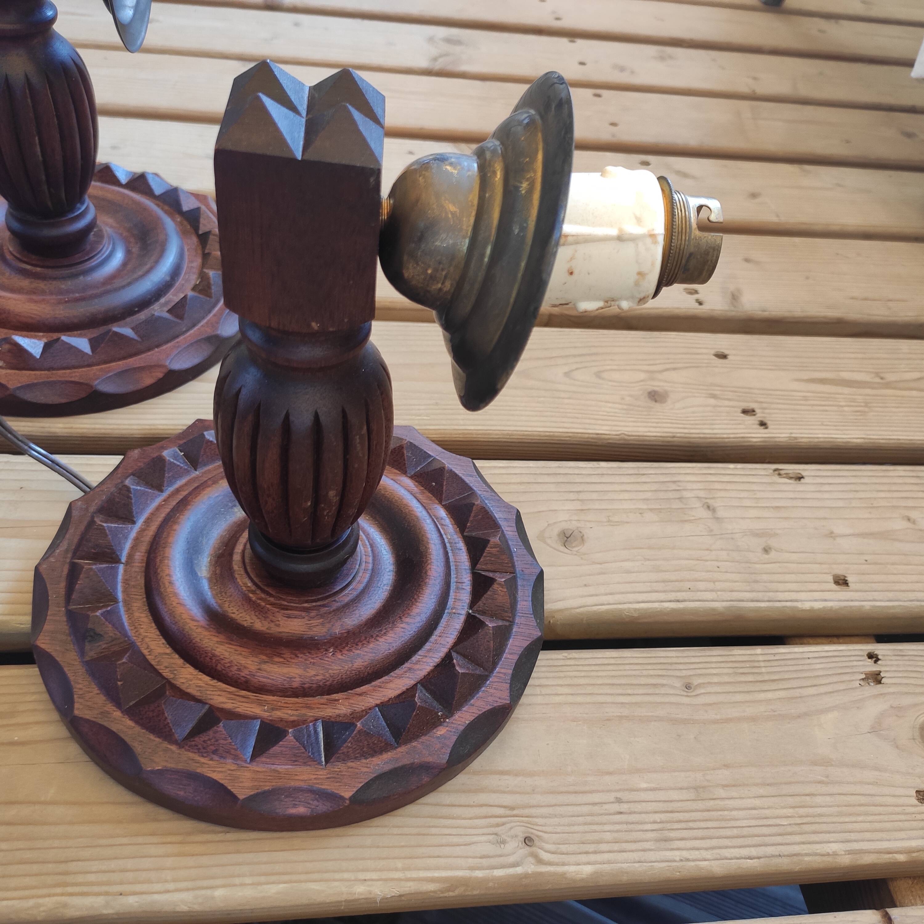 3 vintage wooden wall lights 1970