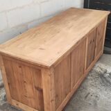 Central island bar counter in pine with two drawers