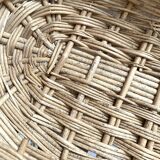 Flat bottom woven wicker basket