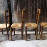 Série de 4 chaises paillées