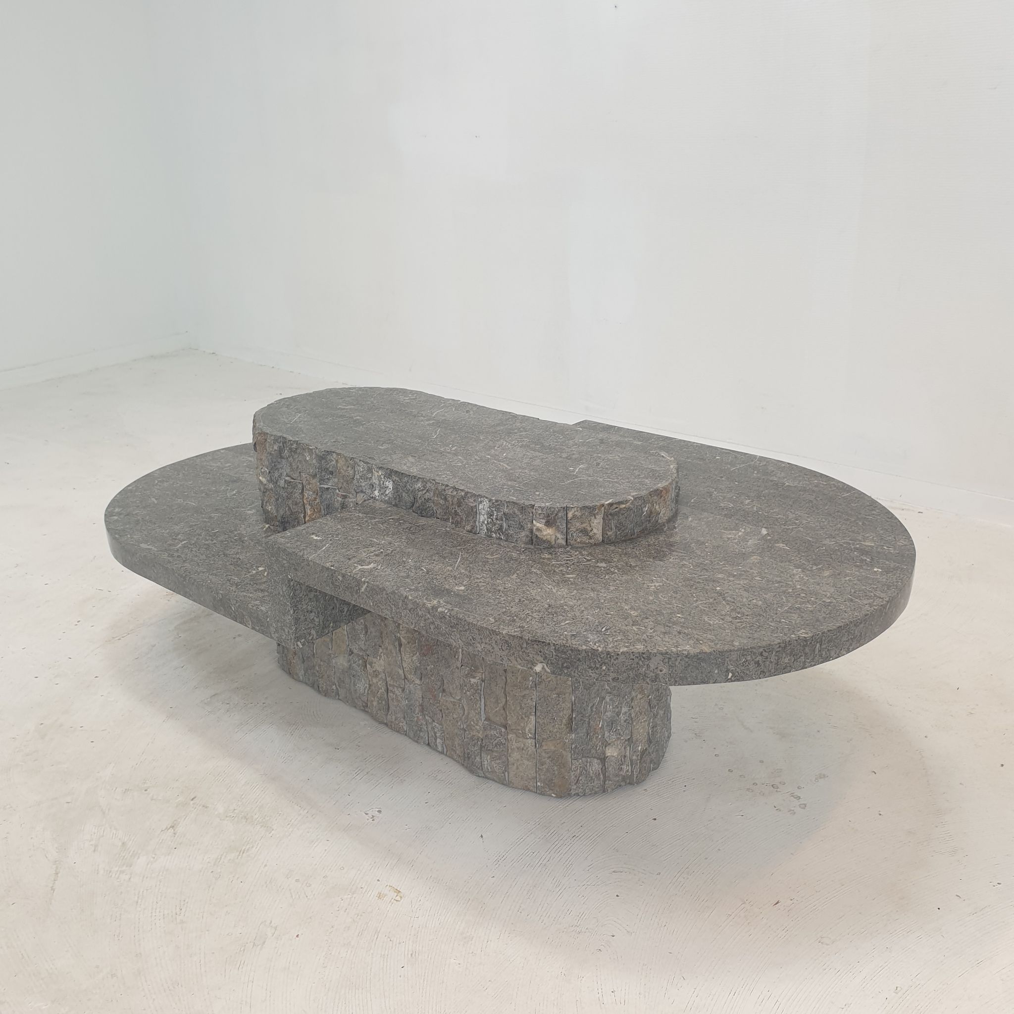 Table basse en pierre fossile, Magnussen Ponte, années 1980