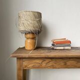 50s wood and straw lamp