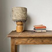 Lampe années 50 bois et paille