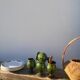 4 verres ou tasses en céramique grès émaillé vert