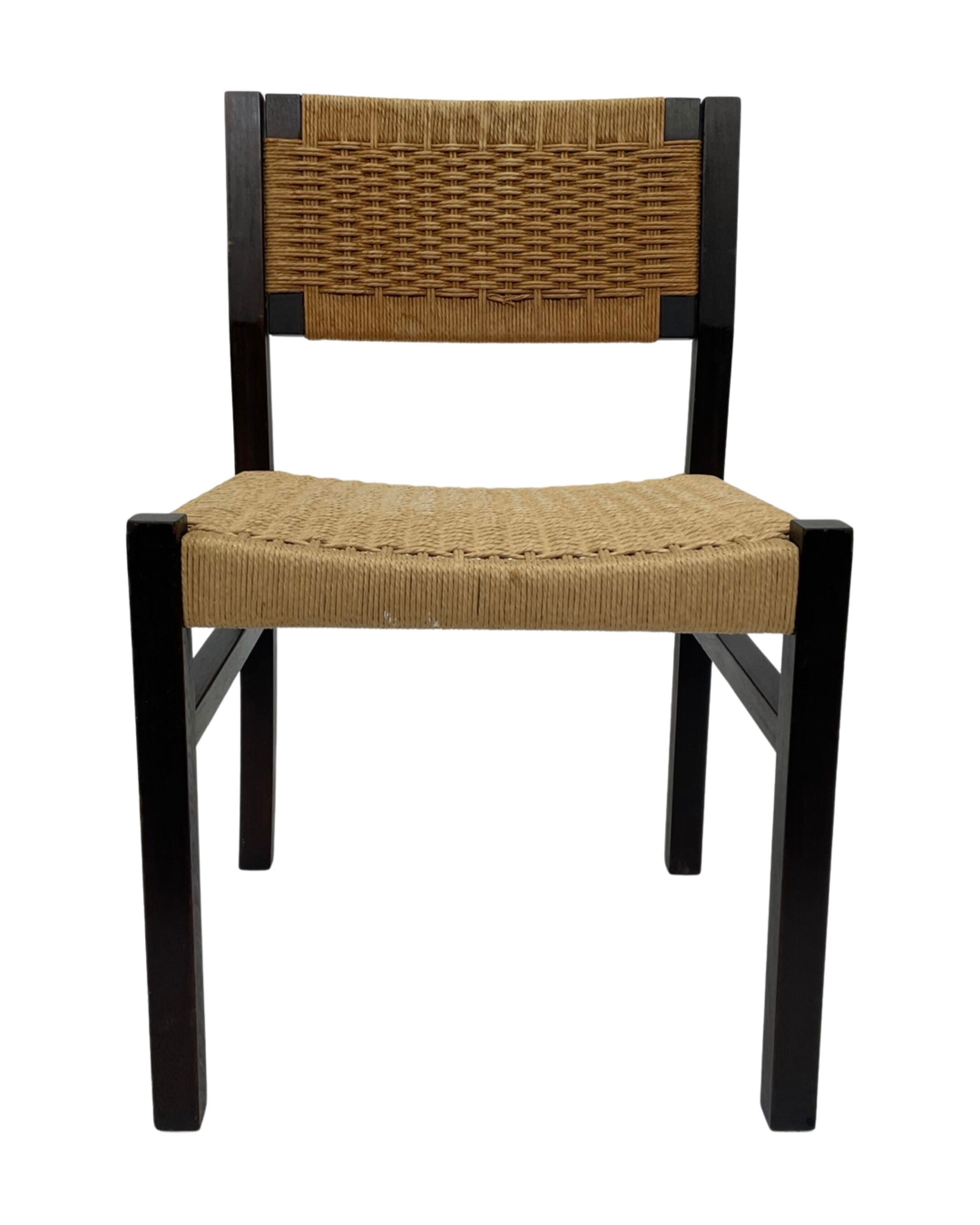 Vintage dining room chairs with papercord seat / 1970 design