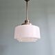 Art Deco pendant light in white opaline glass, 1930s