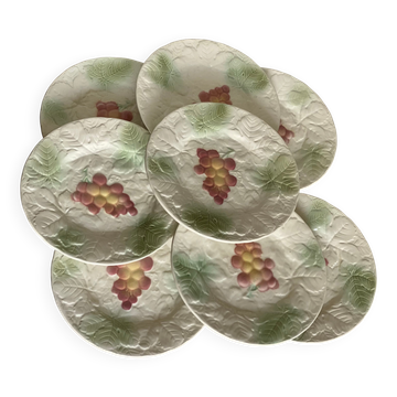 Service of 8 grape barbotine plates SALINS vintage 1970