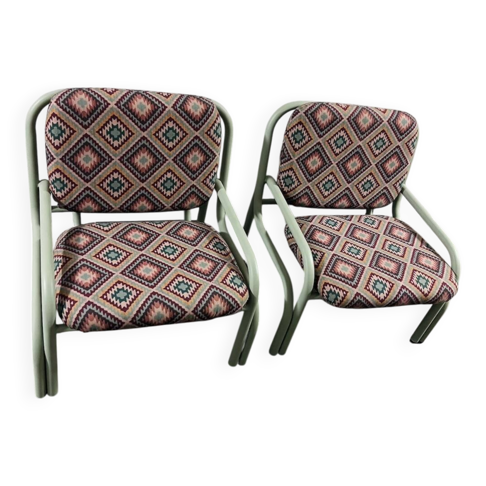 (Lot) 2 Italian armchairs from the 80s (restored)