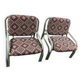 (Lot) 2 Italian armchairs from the 80s (restored)