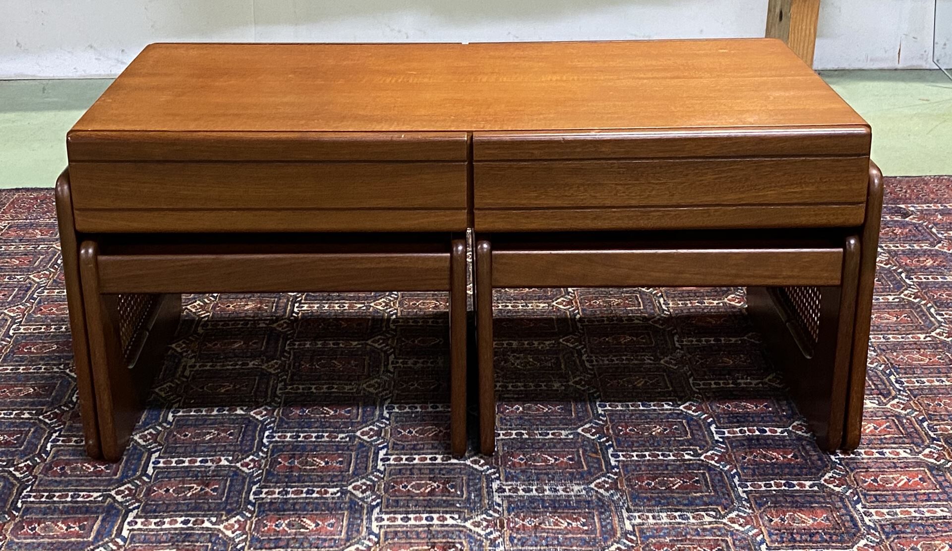 Coffee table with 2 tables in teak - 70s