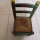Chaise enfant bois et paille vintage