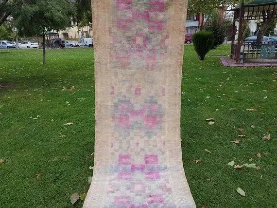 Vintage Turkish hallway rug 92x492 cm