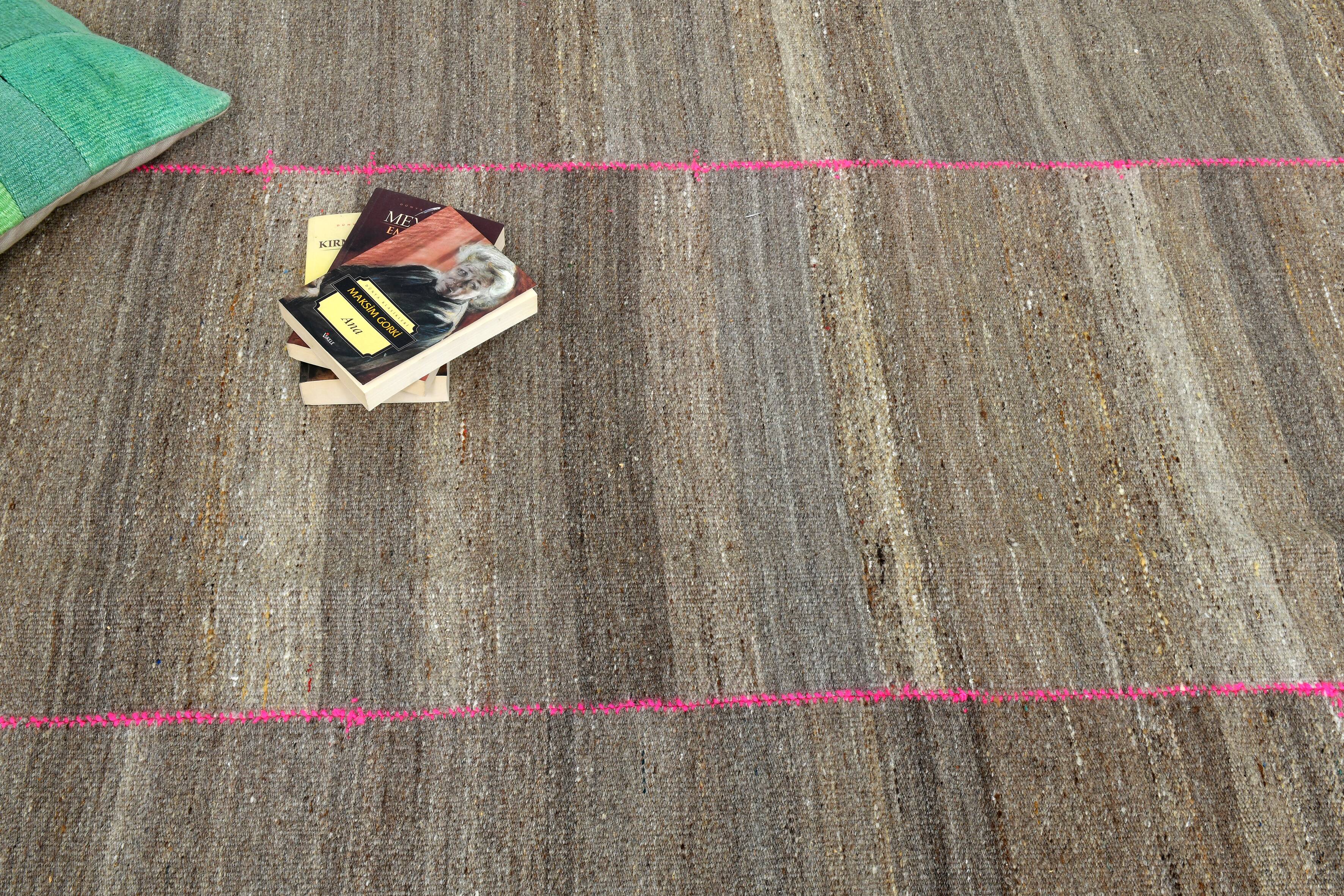 Extra Large Brown Vintage Kilim Rug, 321x370Cm