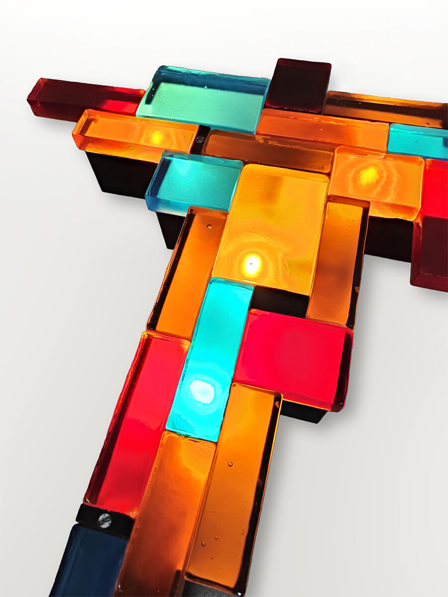 Vintage rare glass wall lamp 'Multi color'