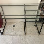 Large desk design in glass and black metal