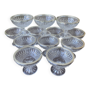 Lot de 12 coupes à glace art déco