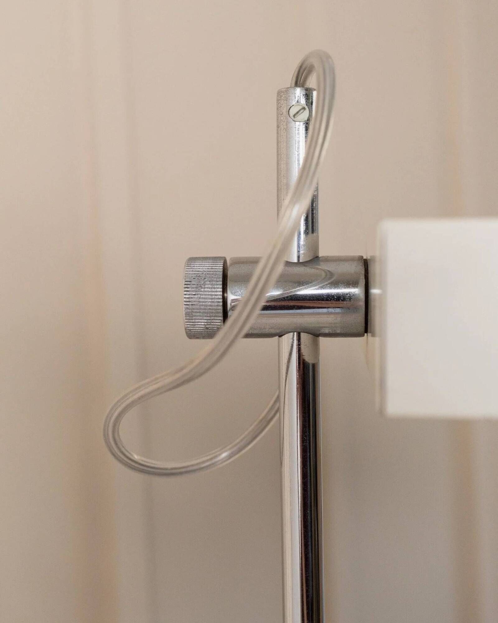 Kaiser Leuchten Table Lamp by Klaus Hempel - white enamelled steel with chrome stem, adjustable mid-century 1960s