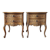 Pair of bedside tables in raw oak