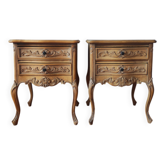 Paire de tables de chevets en chêne brut