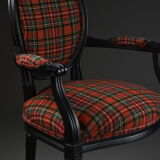 Medallion Chair with Tartan Fabric, Early XXth century