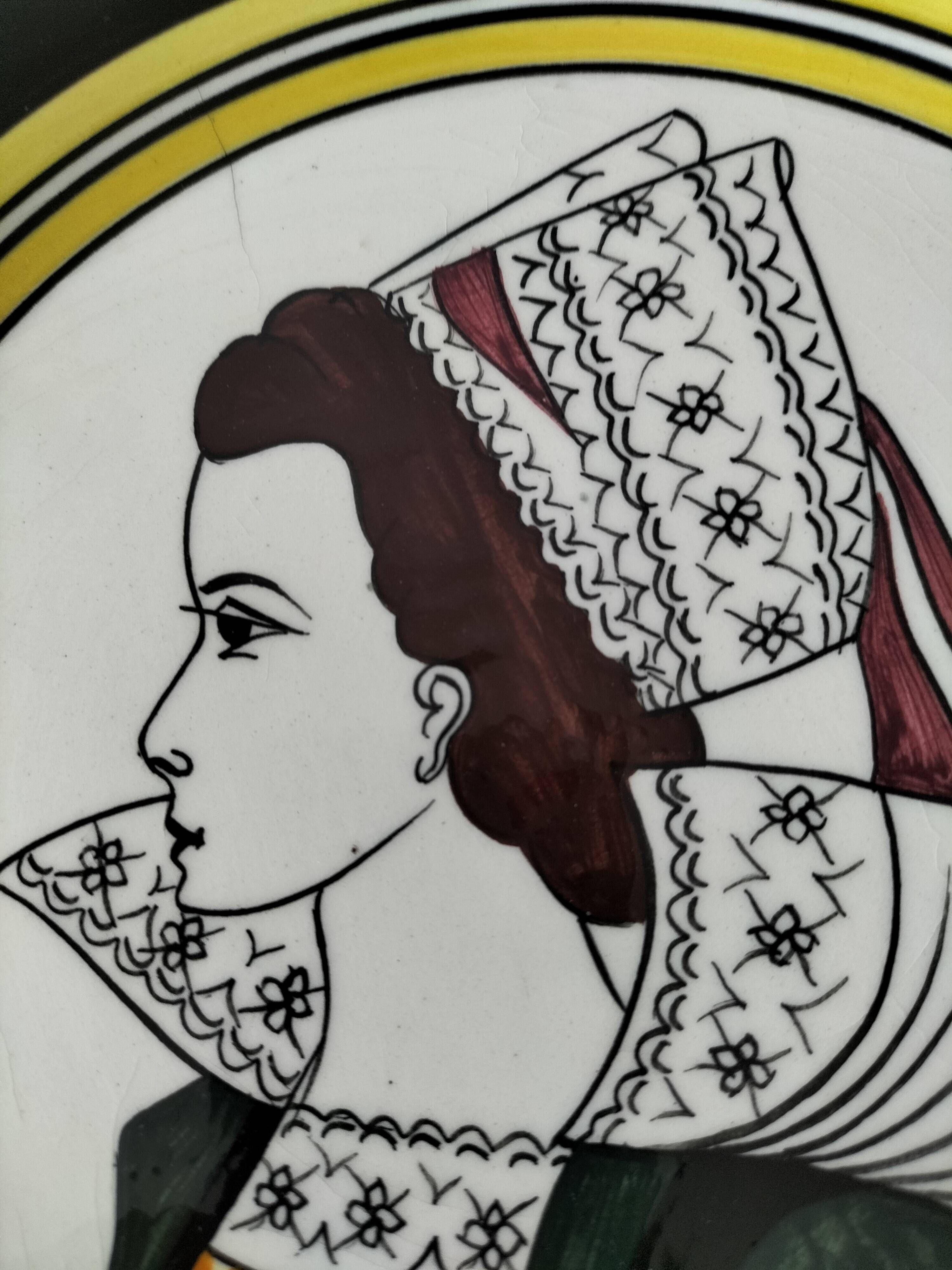 Henriot Quimper Plate – Portrait of a Breton Woman from the Aven Region – Earthenware