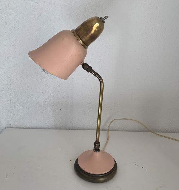 Lampe style cocotte rose et dorée, 1950