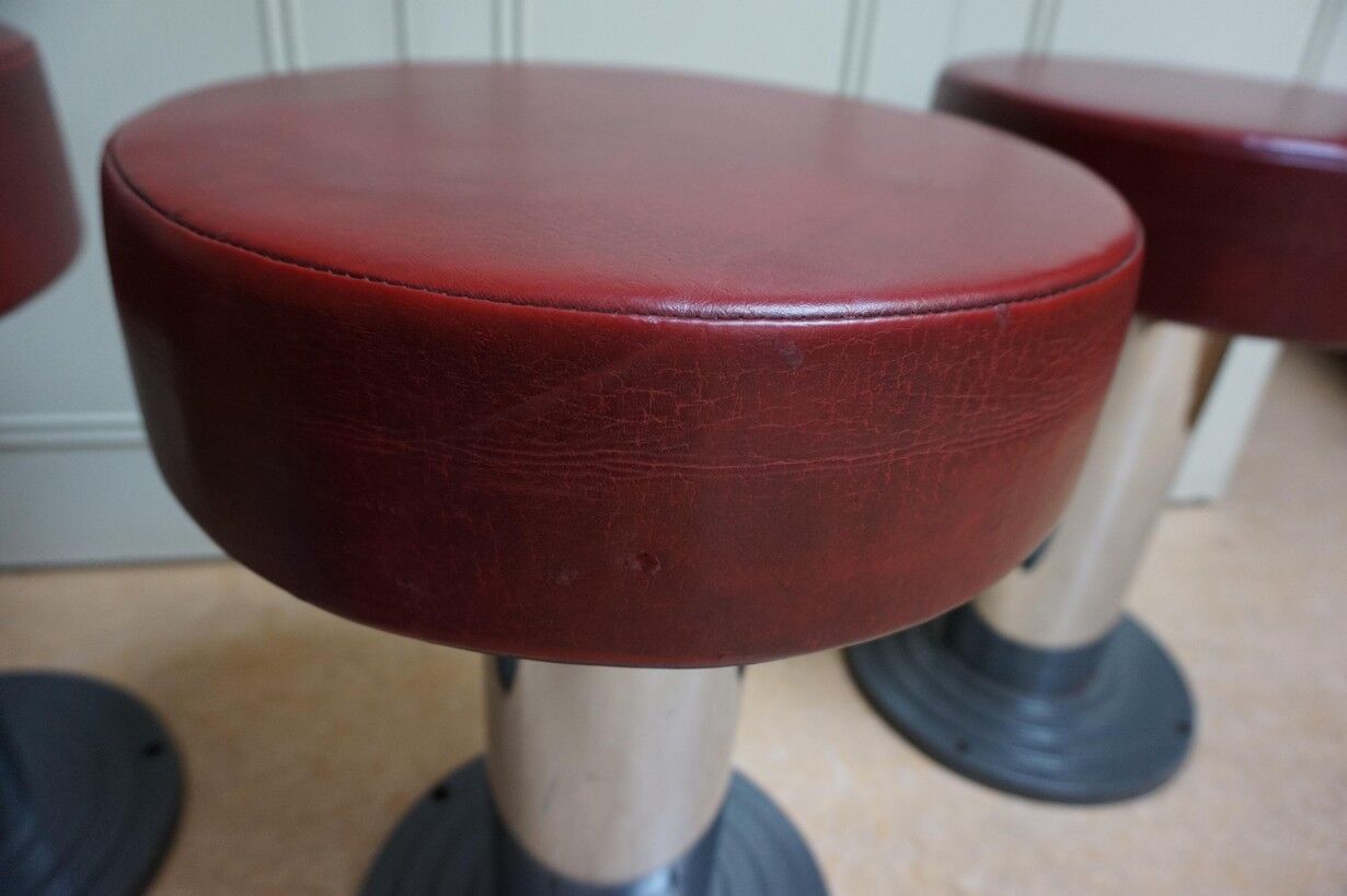 Vintage Belgian Art Deco Style Bar Stools from Frava, 1950s, Set of 4