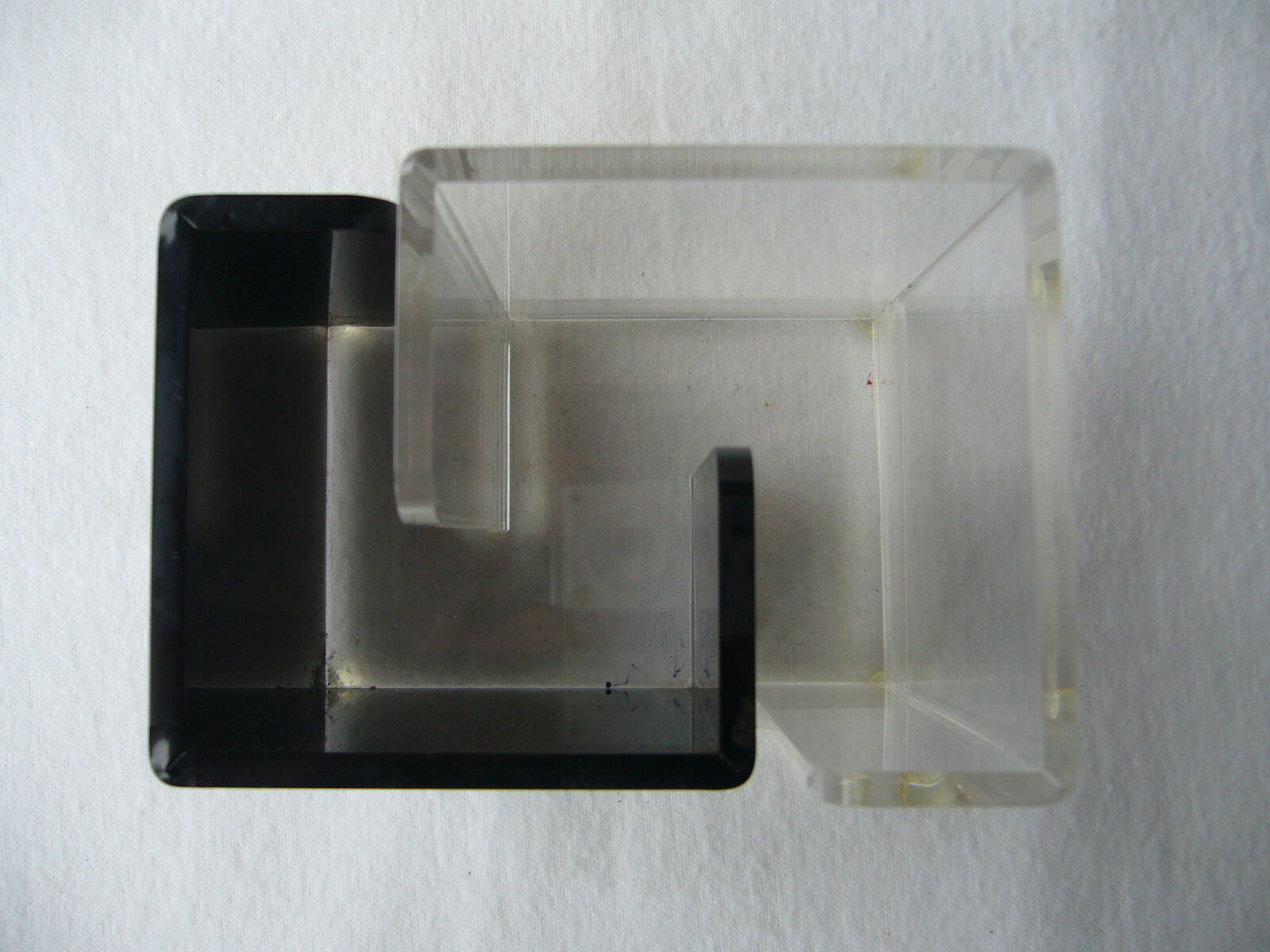 Vintage pencil jar in black and white plexiglass