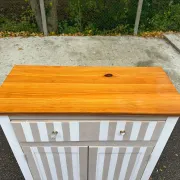 Shabby chic wardrobe sideboard — Striped pattern & solid wood 1990
