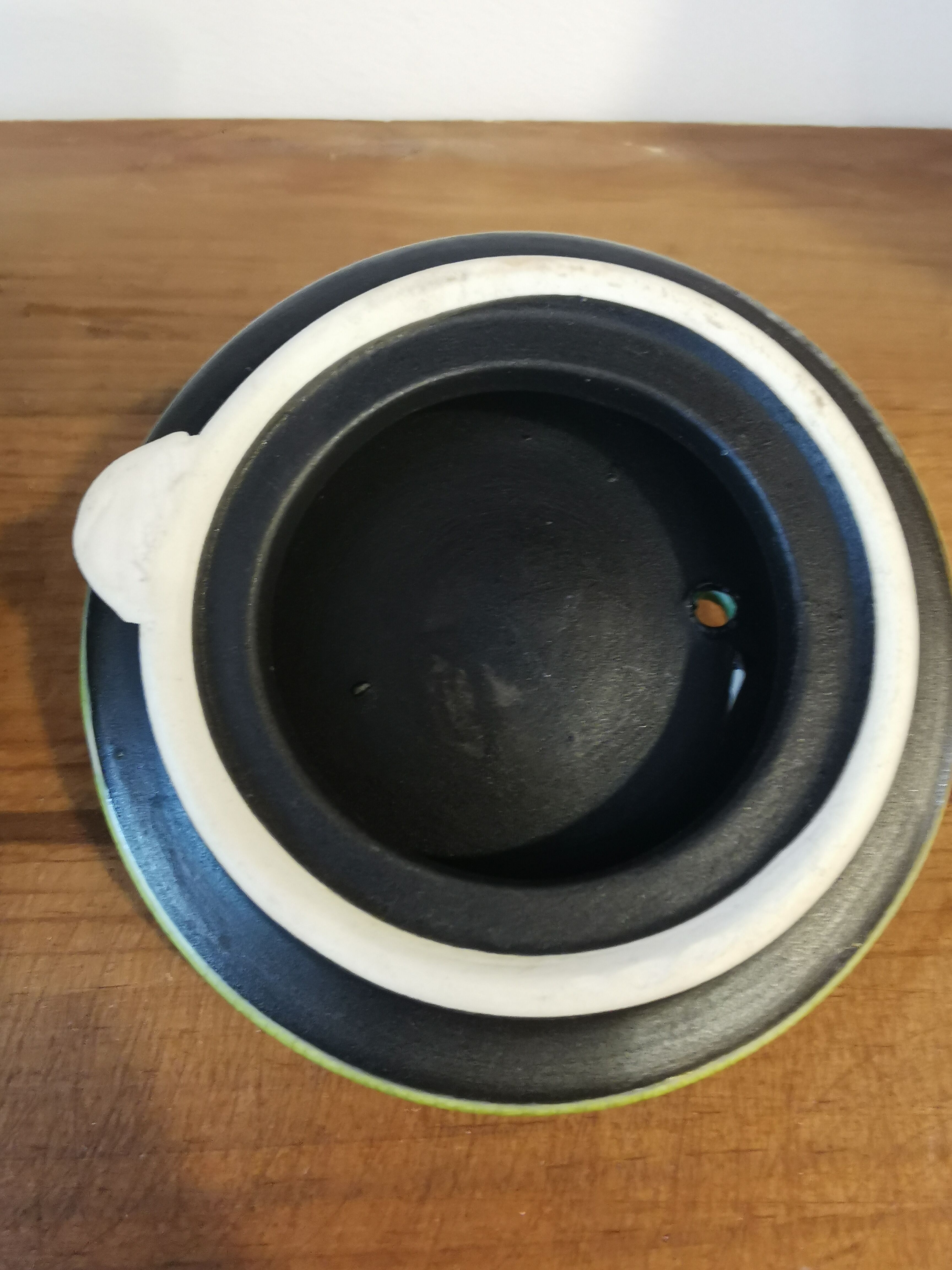 Teapot in glazed stoneware and bamboo